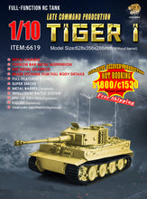 Load image into Gallery viewer, HOOBEN 1:10 RC RTR TANK Tiger I Late Production Michael Wittmann Heavy Tank WORLD WAR II Master Painting Camouflage &amp; Zimmerit 6619
