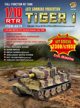 Laden Sie das Bild in den Galerie-Viewer, HOOBEN 1:10 RC RTR TANK Tiger I Late Production Michael Wittmann Heavy Tank WORLD WAR II Master Painting Camouflage & Zimmerit 6619