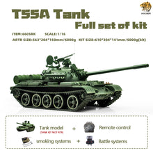 Laden Sie das Bild in den Galerie-Viewer, Hooben Full Set 1/16 RC Motorized Tank Kit T55A Russian Medium TANK With Metal Gearbox , Metal Barrel,Metal Sprocket / Idler 6602