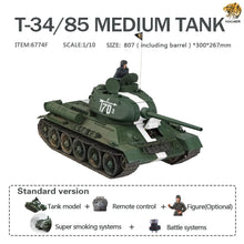 Laden Sie das Bild in den Galerie-Viewer, HOOBEN 1/10 T-34/85 Soviet Medium Tank T34 RTR Pure Green 6774(Sold out, pre-order)