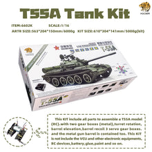 Laden Sie das Bild in den Galerie-Viewer, Hooben Full Set 1/16 RC Motorized Tank Kit T55A Russian Medium TANK With Metal Gearbox , Metal Barrel,Metal Sprocket / Idler 6602