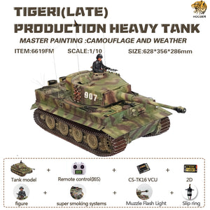 HOOBEN 1:10 RC RTR TANK Tiger I Late Production Michael Wittmann Heavy Tank WORLD WAR II Master Painting Camouflage & Zimmerit 6619