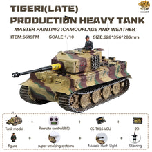 Afbeelding in Gallery-weergave laden, HOOBEN 1:10 RC RTR TANK Tiger I Late Production Michael Wittmann Heavy Tank WORLD WAR II Master Painting Camouflage &amp; Zimmerit 6619
