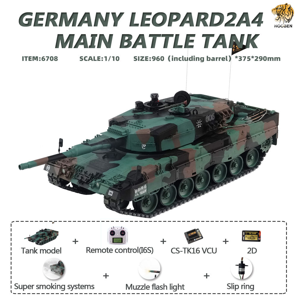 HOOBEN 1/10 German Leopard L2A4 Main Battle Tank RTR 6708