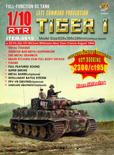 Charger l&#39;image dans la galerie, HOOBEN 1:10 RC RTR TANK Tiger I Late Production Michael Wittmann Heavy Tank WORLD WAR II Master Painting Camouflage &amp; Zimmerit 6619
