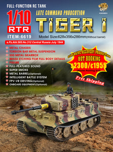 HOOBEN 1:10 RC RTR TANK Tiger I Late Production Michael Wittmann Heavy Tank WORLD WAR II Master Painting Camouflage & Zimmerit 6619