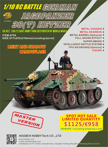 HOOBEN 1/10 RTR German Hetzer Jagdpanzer Master Painting Light Army Battle Tank 6755