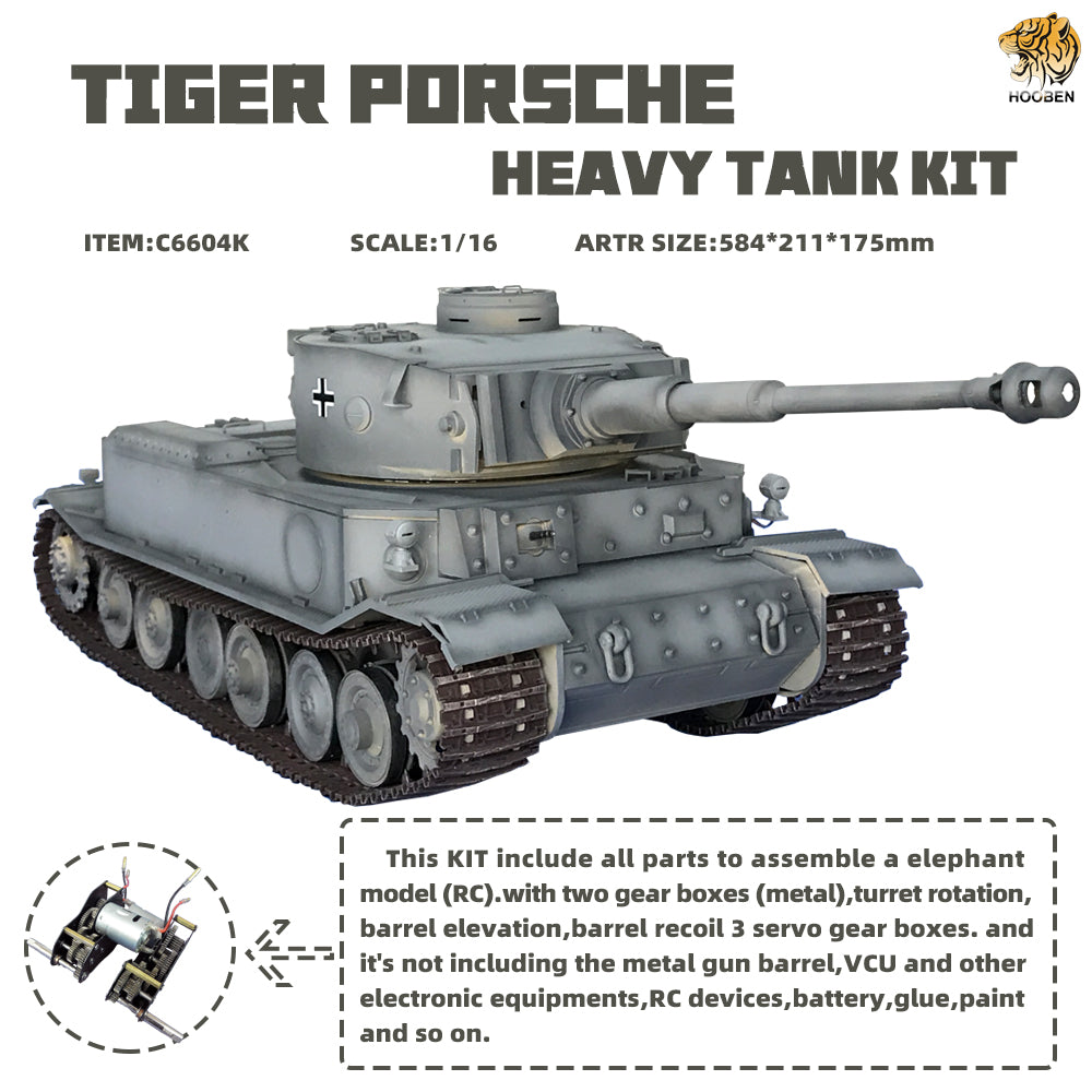 HOOBEN 1/16  TigerP Tiger Porsche RC Tank KIT 6604