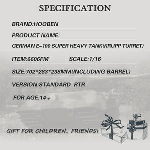 HOOBEN German 1/16 E100 Krupp Turret Panzerkampfwagen E-100 Gerät 383 TG-01 super-heavy tank World War II 6606