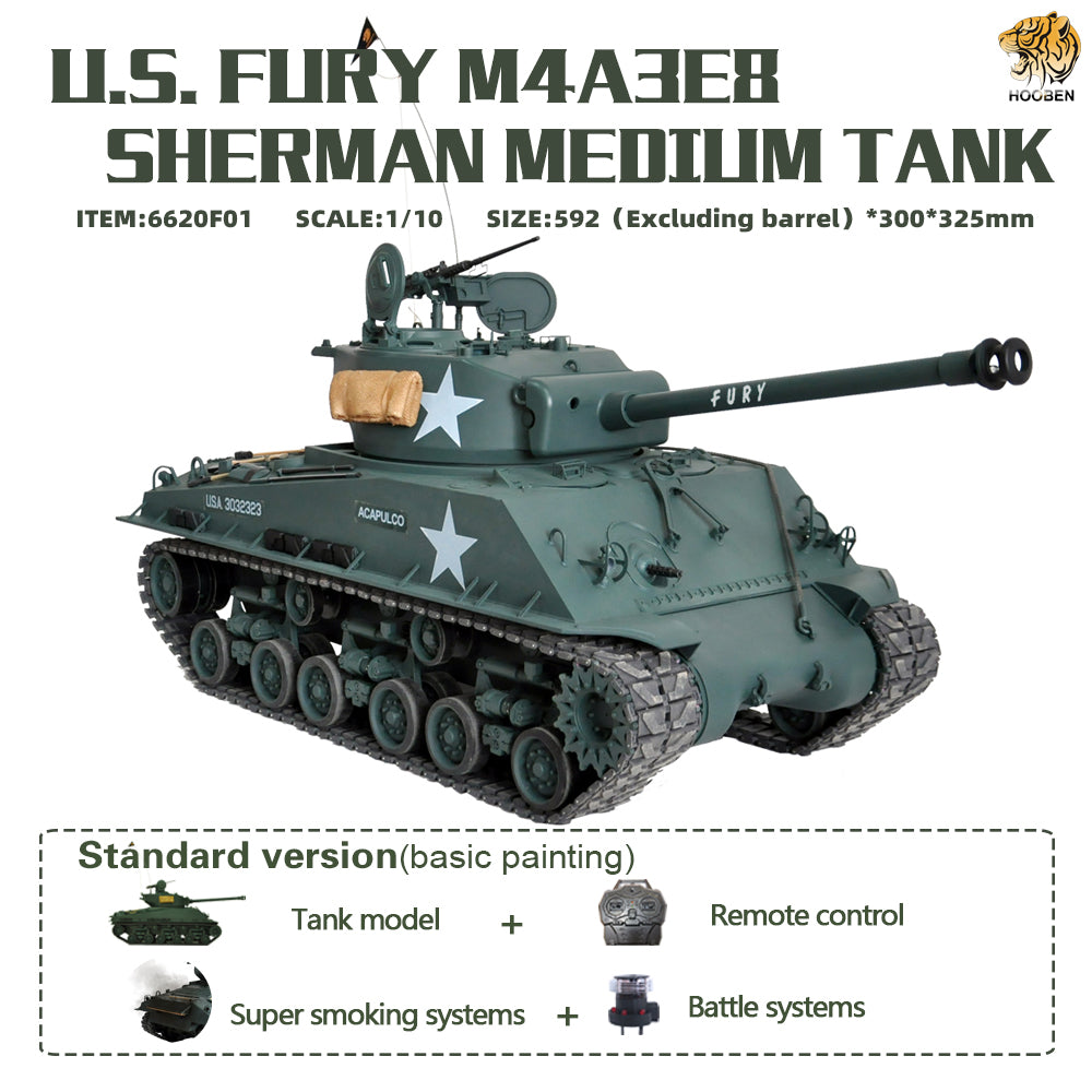 HOOBEN 1/10 M4A3E8 Fury Sherman Master Camouflage RTR 6620