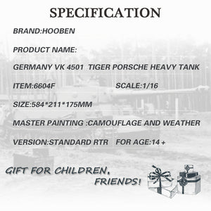 HOOBEN 1/16  TigerP Tiger Porsche RC Tank KIT 6604