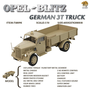 HOOBEN 1/10 OPEL BLITZ WWII GERMAN 3T MEDIUM-DUTY TRUCK RC MODEL RTR NO. T6809K