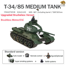 Load image into Gallery viewer, HOOBEN 1/10 T-34/85 Soviet Medium Tank T34 RTR Pure Green 6774
